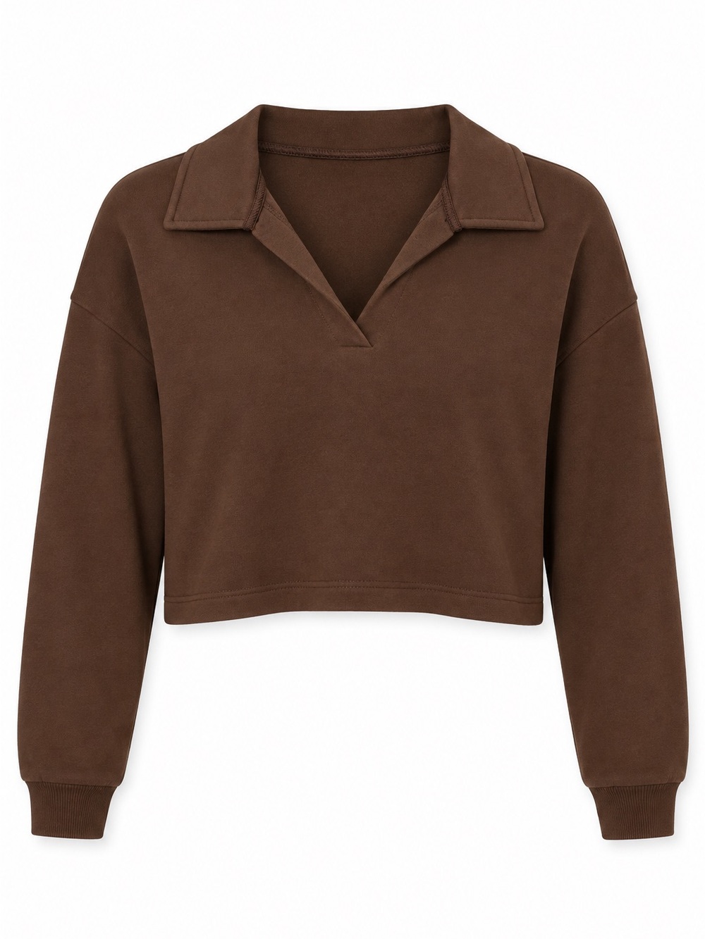 Old Navy Brown Cropped Polo Sweatshirt - Women's